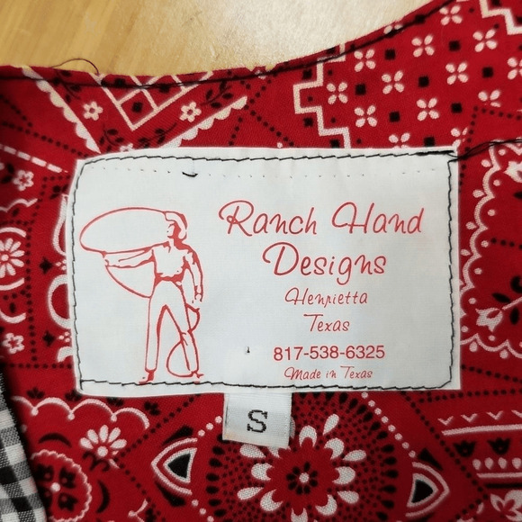 Ranch Hand Designs Red Bandana Gingham Vintage Open Vest SMALL (2778) - Picture 4 of 4